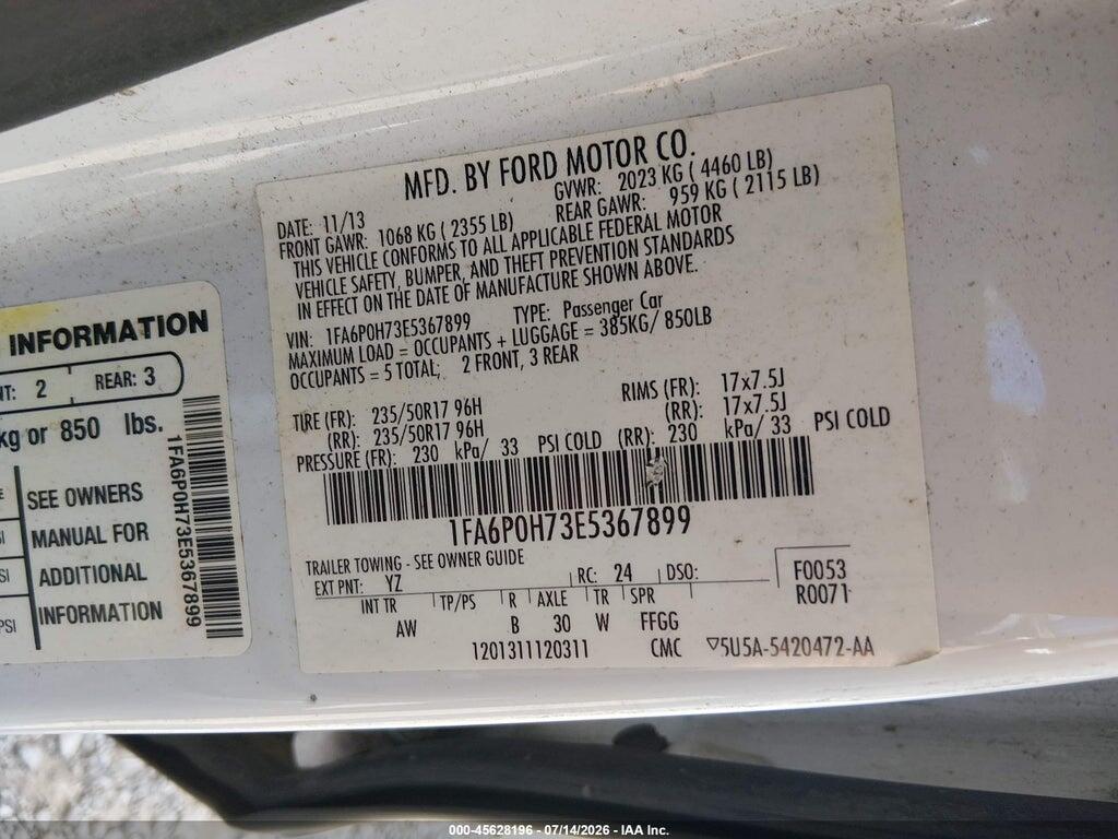 1FA6P0H73E5367899 2014 FORD FUSION photo no. 9