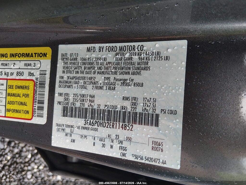 3FA6P0HD2ER114852 2014 FORD FUSION photo no. 9