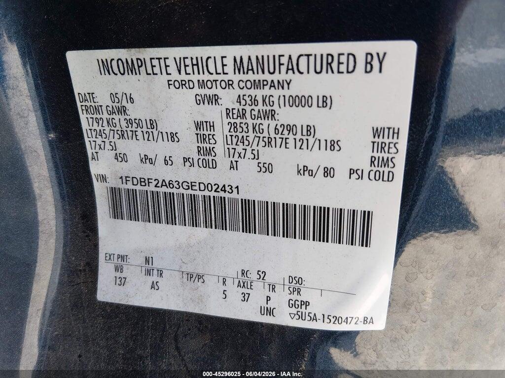 1FDBF2A63GED02431 2016 FORD F-250 photo no. 9