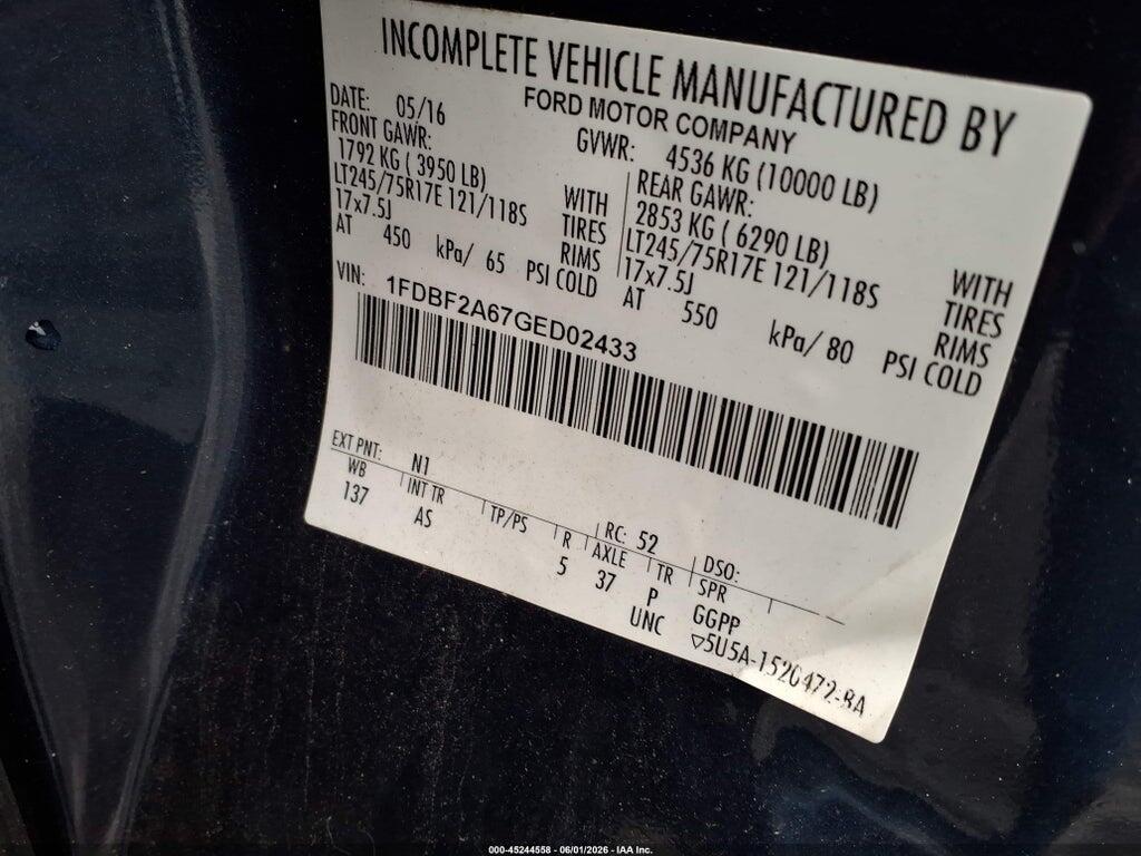 1FDBF2A67GED02433 2016 FORD F-250 photo no. 9