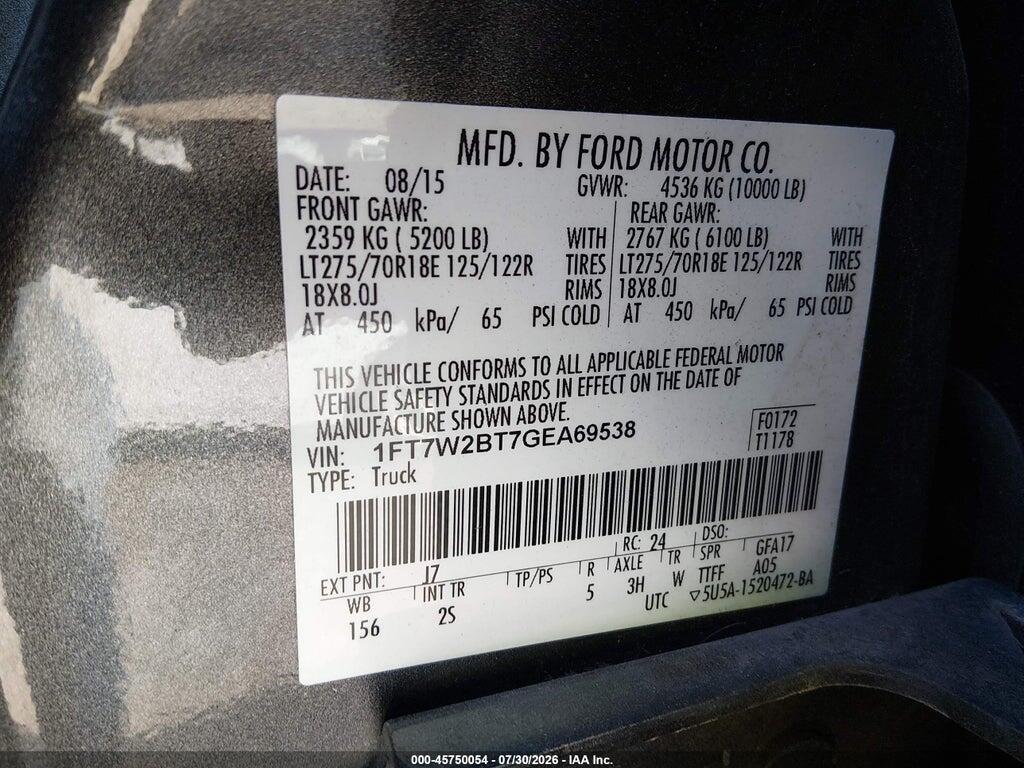 1FT7W2BT7GEA69538 2016 FORD F-250 photo no. 9