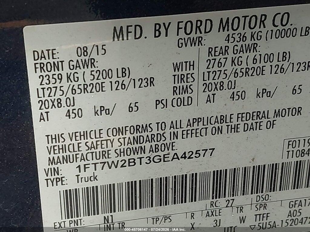 1FT7W2BT3GEA42577 2016 FORD F-250 photo no. 9