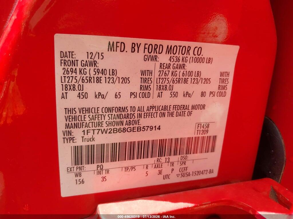 1FT7W2B68GEB57914 2016 FORD F-250 photo no. 9
