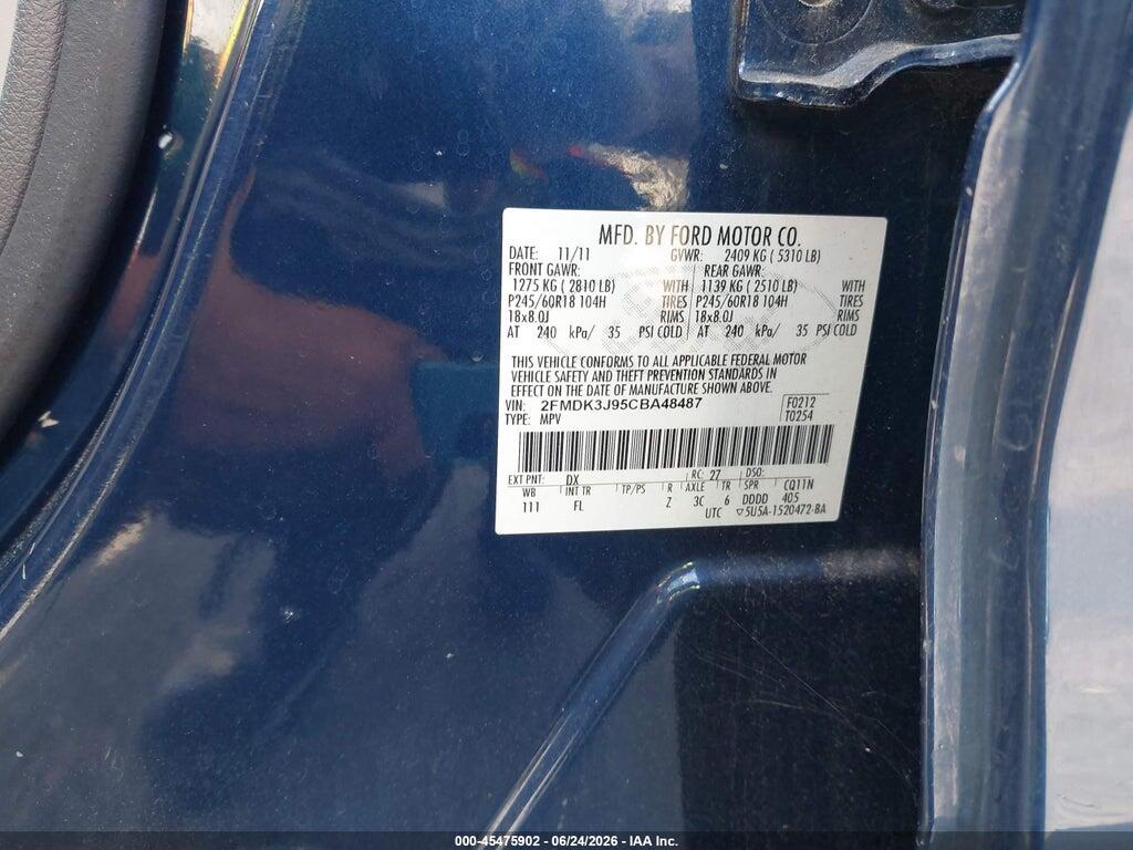 2FMDK3J95CBA48487 2012 FORD EDGE photo no. 9