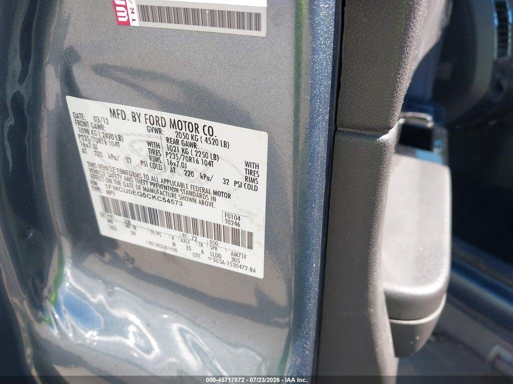 1FMCU0EG5CKC54573 2012 FORD ESCAPE photo no. 9