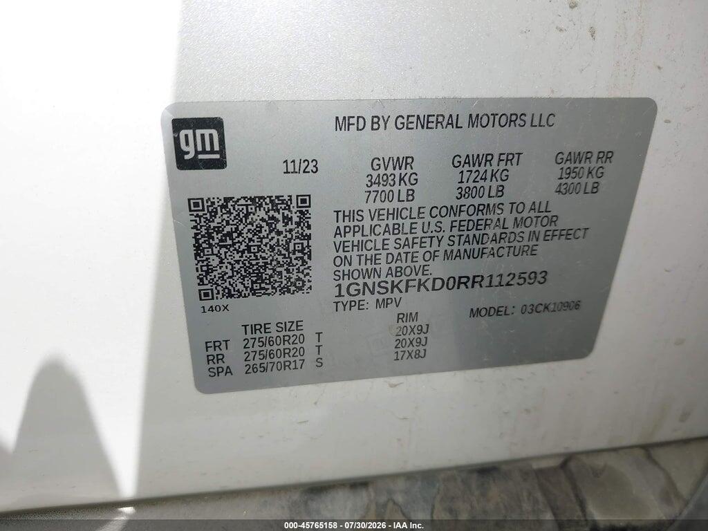1GNSKFKD0RR112593 2024 CHEVROLET SUBURBAN photo no. 9