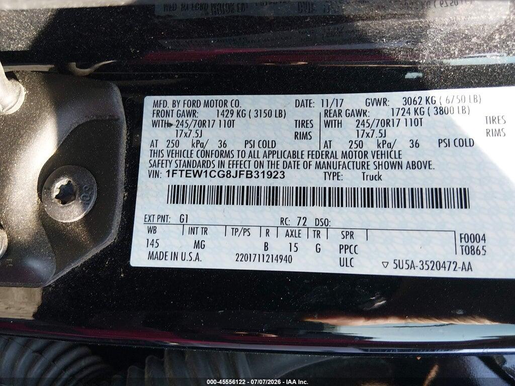 1FTEW1CG8JFB31923 2018 FORD F-150 photo no. 9
