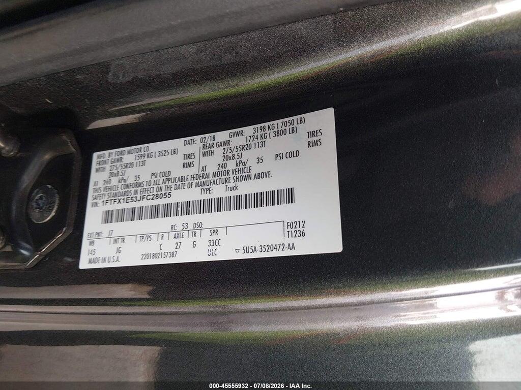 1FTFX1E53JFC28055 2018 FORD F-150 photo no. 9
