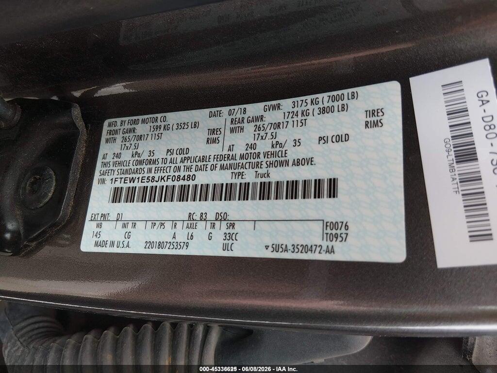 1FTEW1E58JKF08480 2018 FORD F-150 photo no. 9