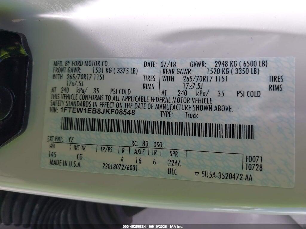 1FTEW1EB8JKF08548 2018 FORD F-150 photo no. 9