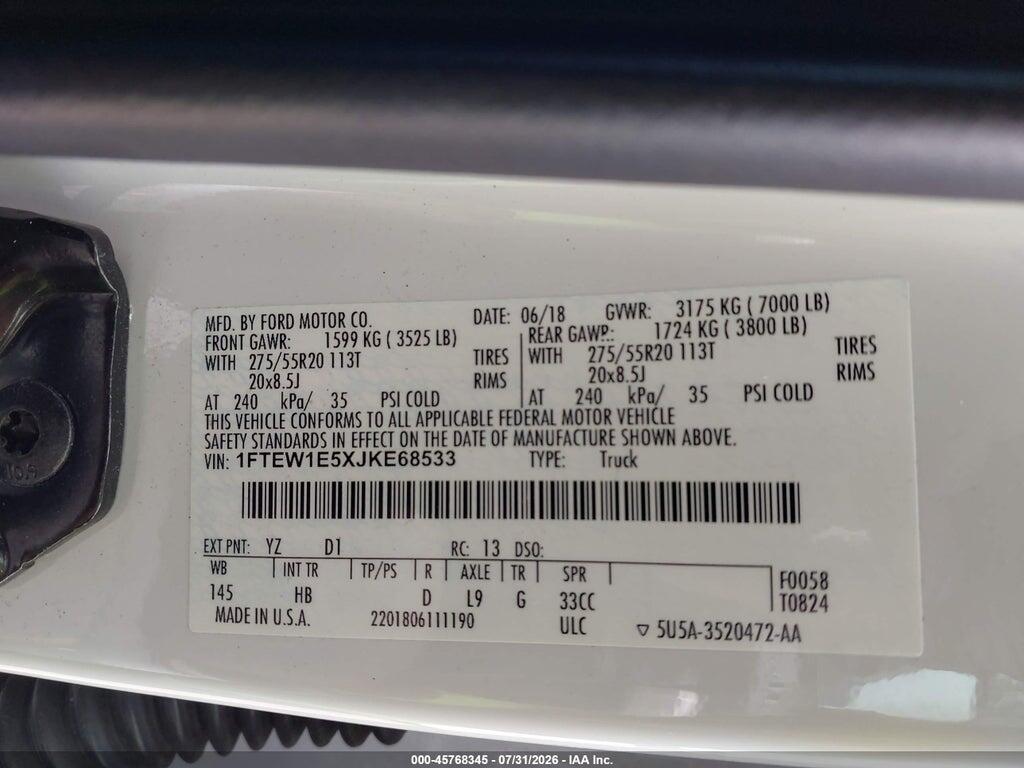 1FTEW1E5XJKE68533 2018 FORD F-150 photo no. 9