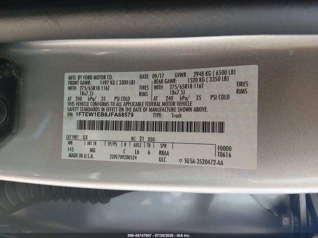 1FTEW1EB8JFA68579 2018 FORD F-150 photo no. 9