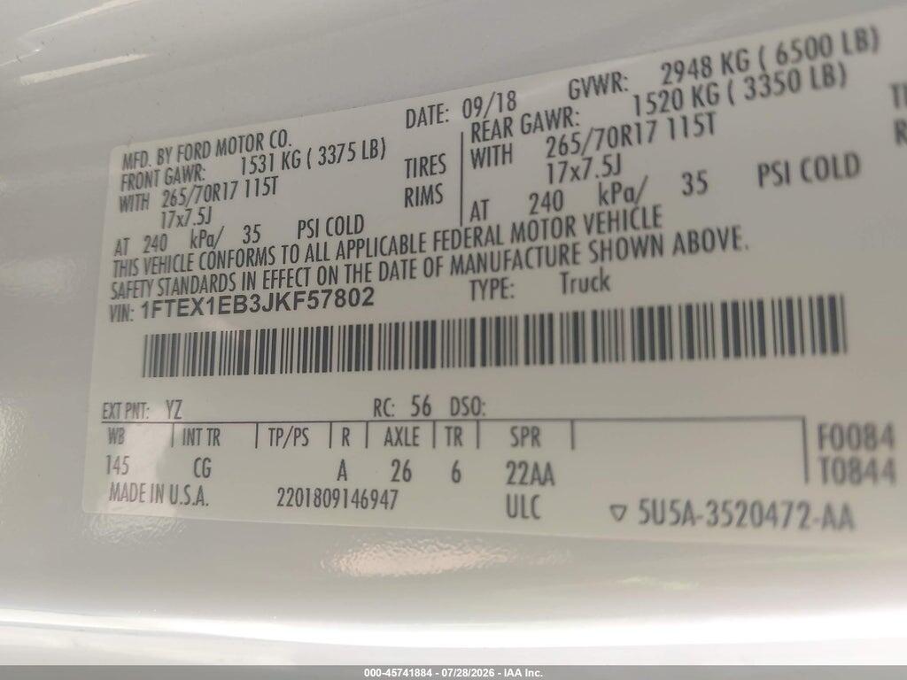 1FTEX1EB3JKF57802 2018 FORD F-150 photo no. 9