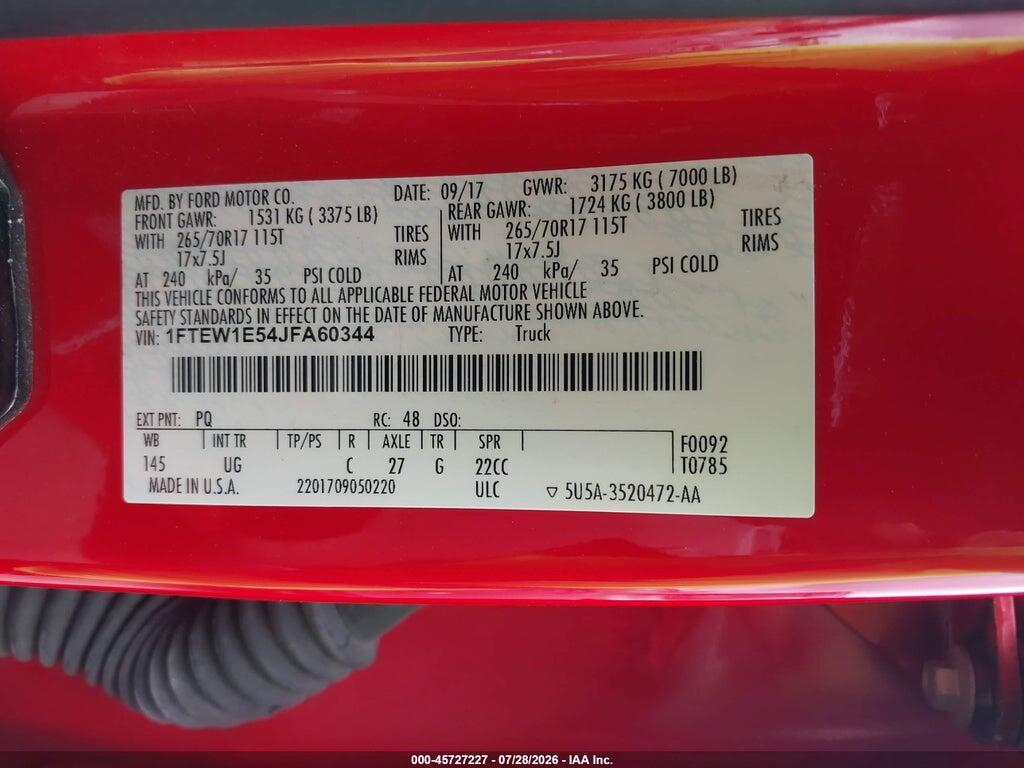 1FTEW1E54JFA60344 2018 FORD F-150 photo no. 9