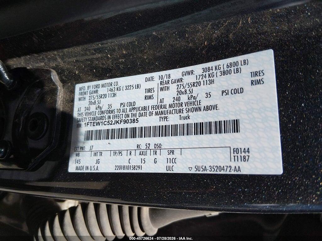 1FTEW1C52JKF90385 2018 FORD F-150 photo no. 9