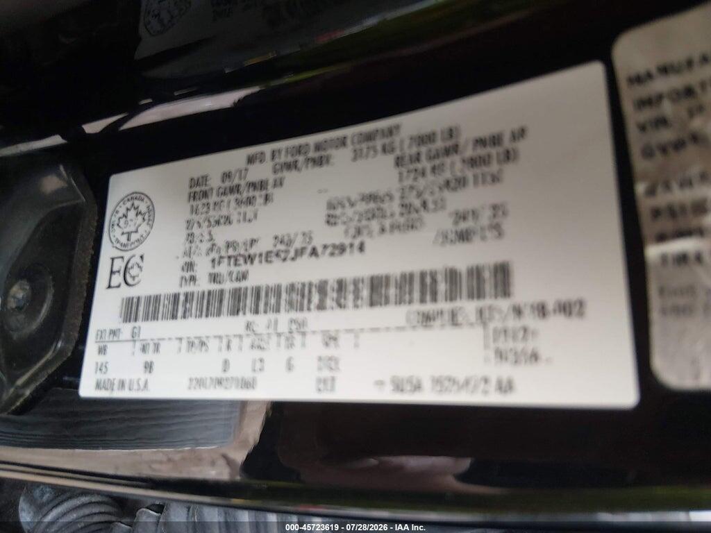 1FTEW1E52JFA72914 2018 FORD F-150 photo no. 9