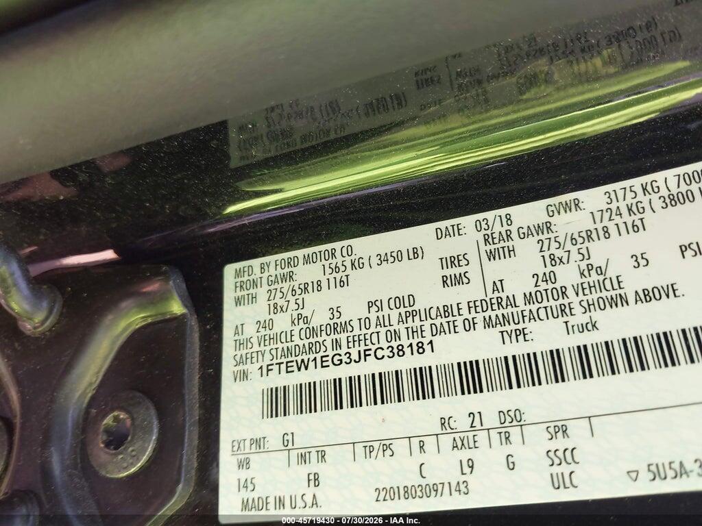 1FTEW1EG3JFC38181 2018 FORD F-150 photo no. 9
