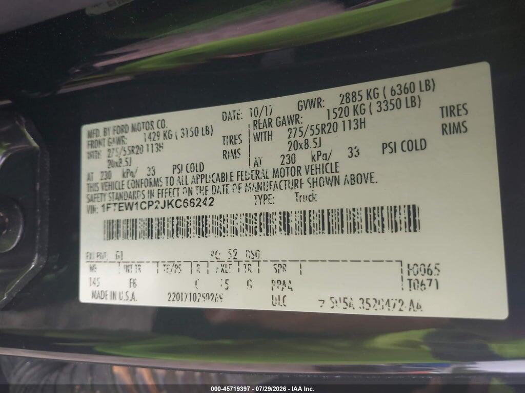 1FTEW1CP2JKC66242 2018 FORD F-150 photo no. 9
