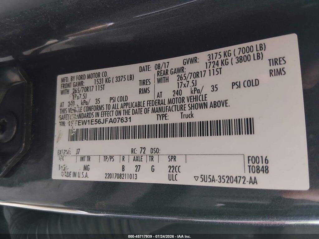 1FTEW1E56JFA07631 2018 FORD F-150 photo no. 9