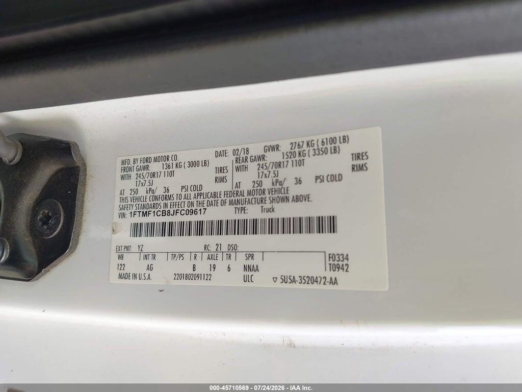 1FTMF1CB8JFC09617 2018 FORD F-150 photo no. 9