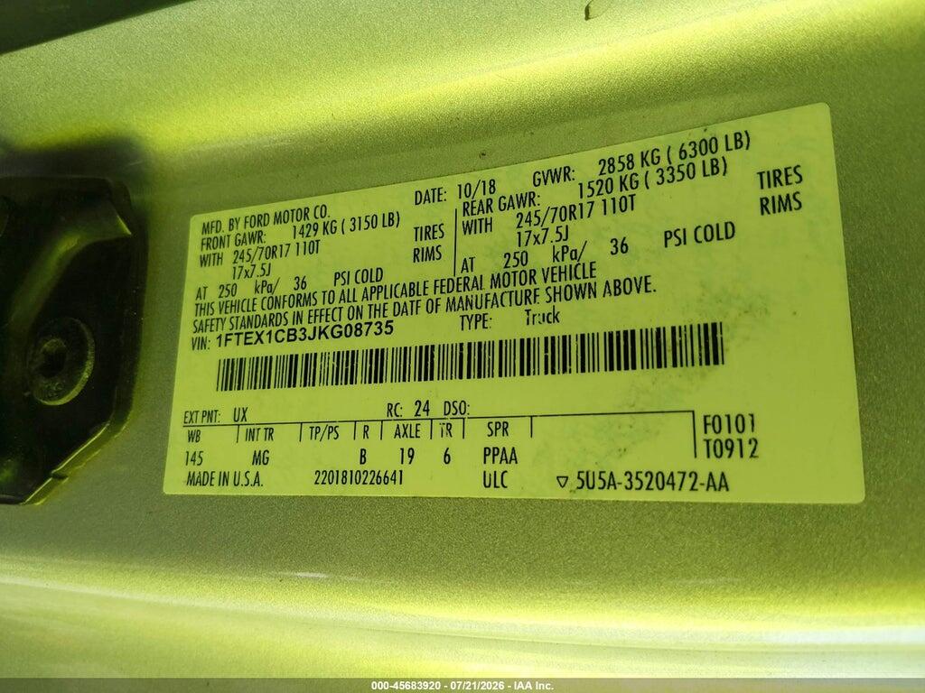 1FTEX1CB3JKG08735 2018 FORD F-150 photo no. 9