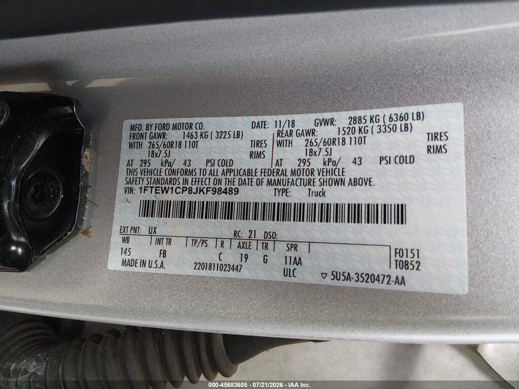 1FTEW1CP8JKF98489 2018 FORD F-150 photo no. 9