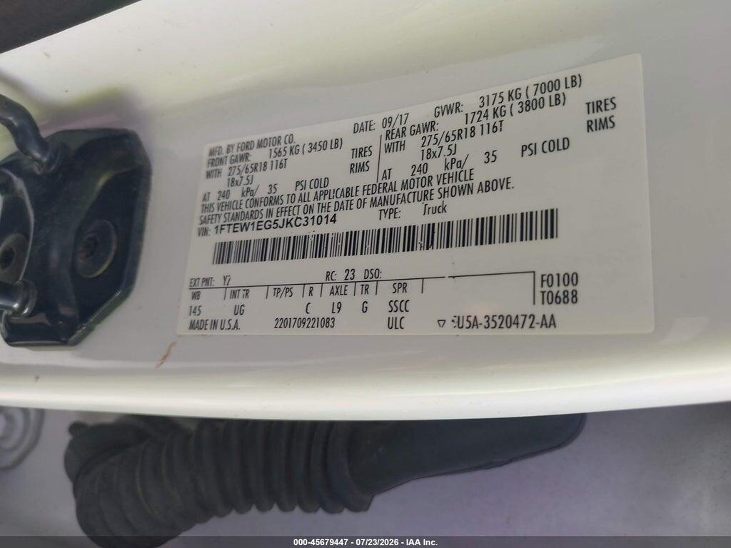 1FTEW1EG5JKC31014 2018 FORD F-150 photo no. 9