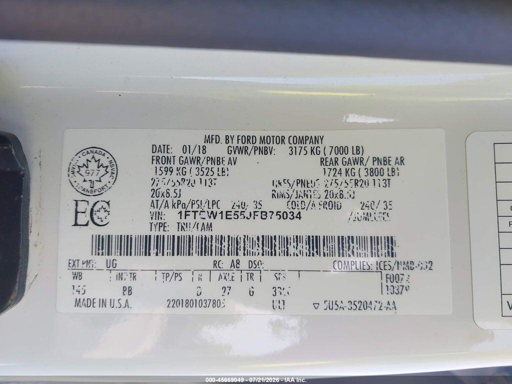 1FTEW1E55JFB75034 2018 FORD F-150 photo no. 9