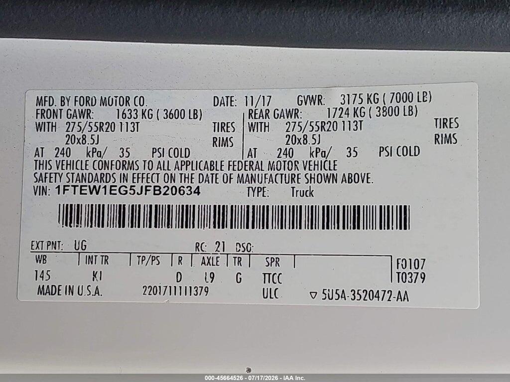 1FTEW1EG5JFB20634 2018 FORD F-150 photo no. 9