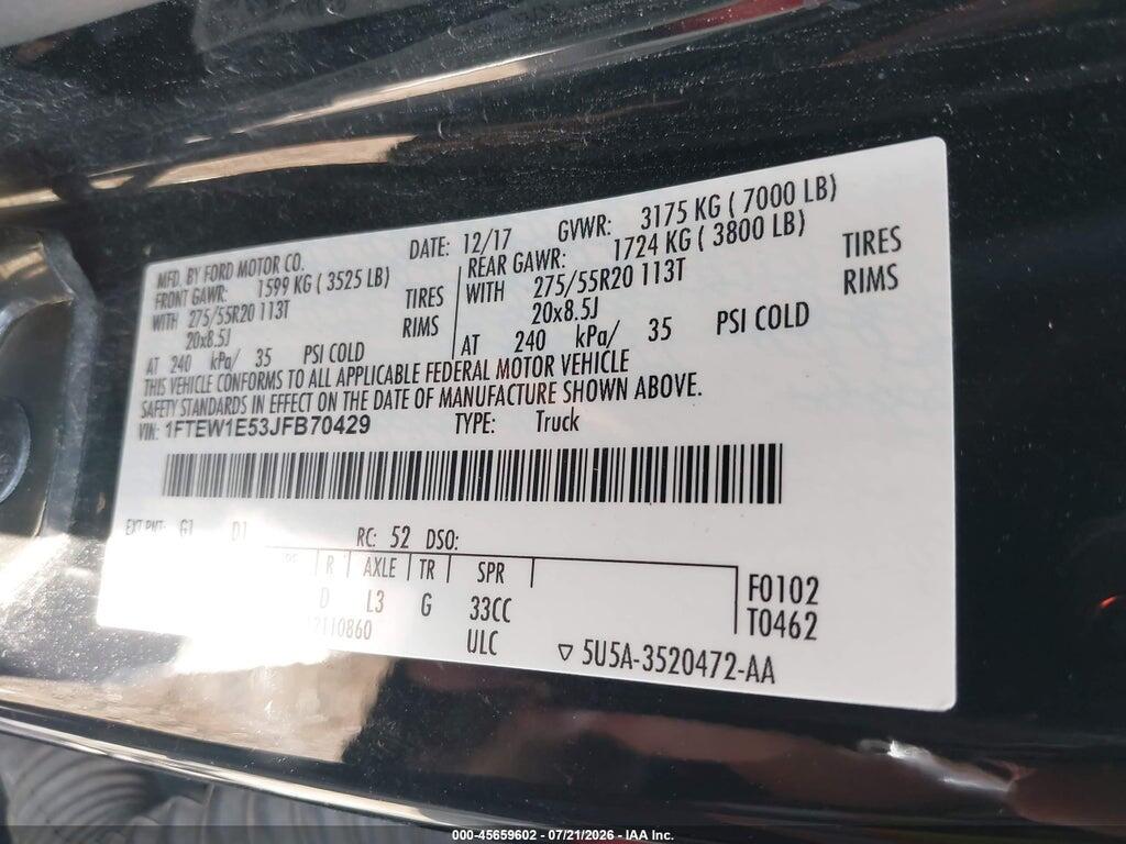 1FTEW1E53JFB70429 2018 FORD F-150 photo no. 9
