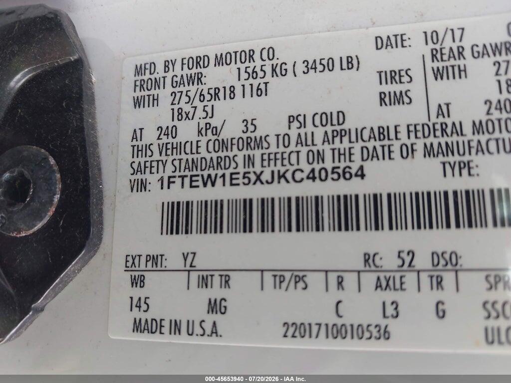 1FTEW1E5XJKC40564 2018 FORD F-150 photo no. 9