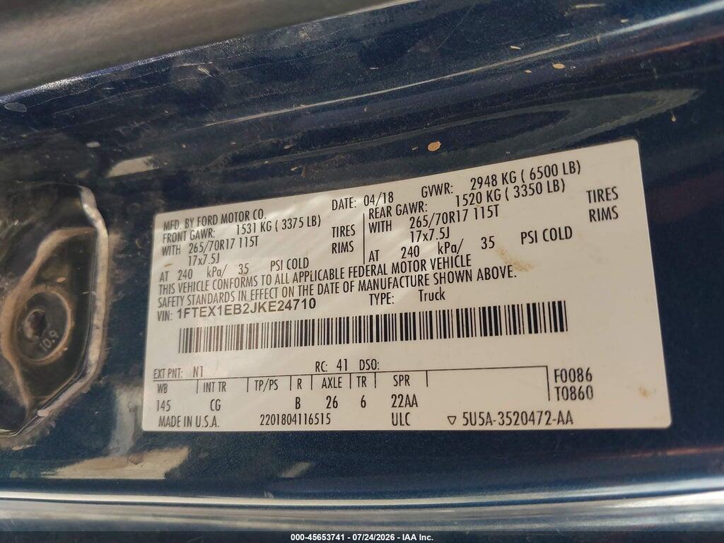 1FTEX1EB2JKE24710 2018 FORD F-150 photo no. 9