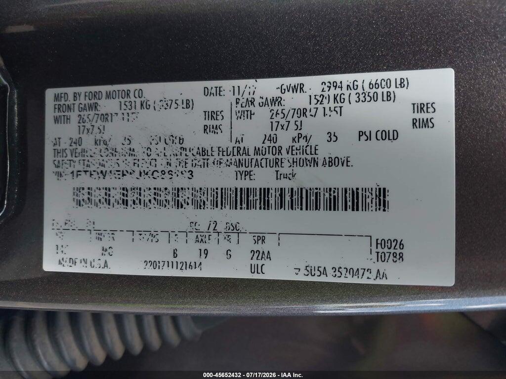 1FTEW1EP6JKC86183 2018 FORD F-150 photo no. 9