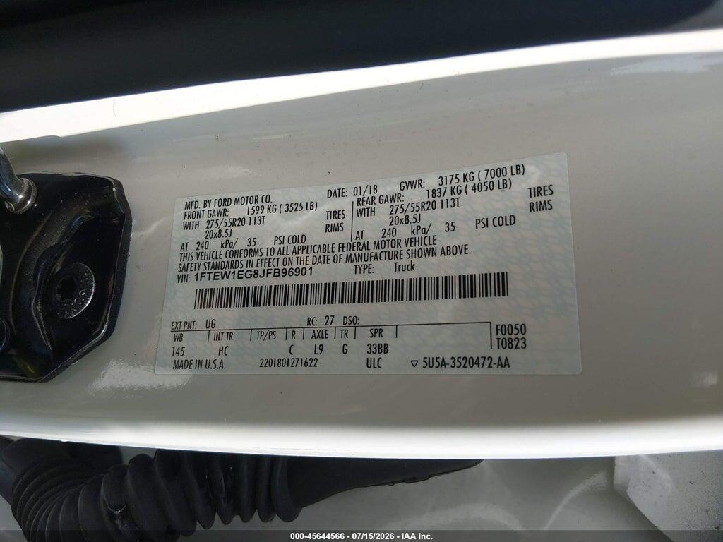 1FTEW1EG8JFB96901 2018 FORD F-150 photo no. 9