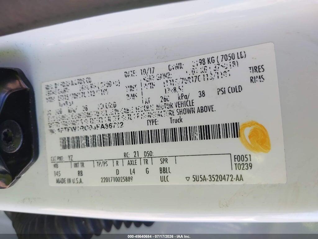 1FTFW1RG0JFA86732 2018 FORD F-150 photo no. 9