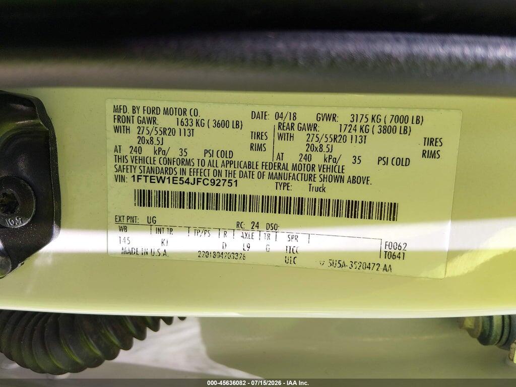 1FTEW1E54JFC92751 2018 FORD F-150 photo no. 9