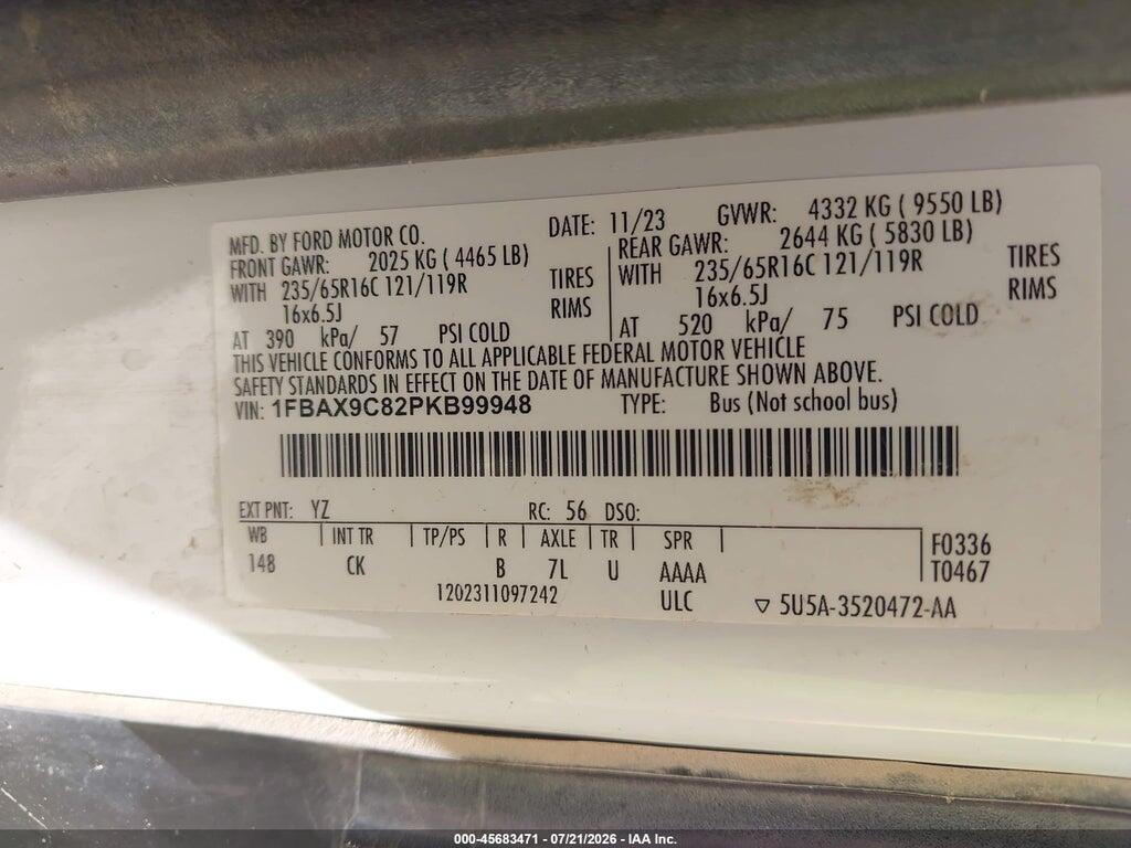 1FBAX9C82PKB99948 2023 FORD TRANSIT-350 PASSENGER VAN photo no. 9
