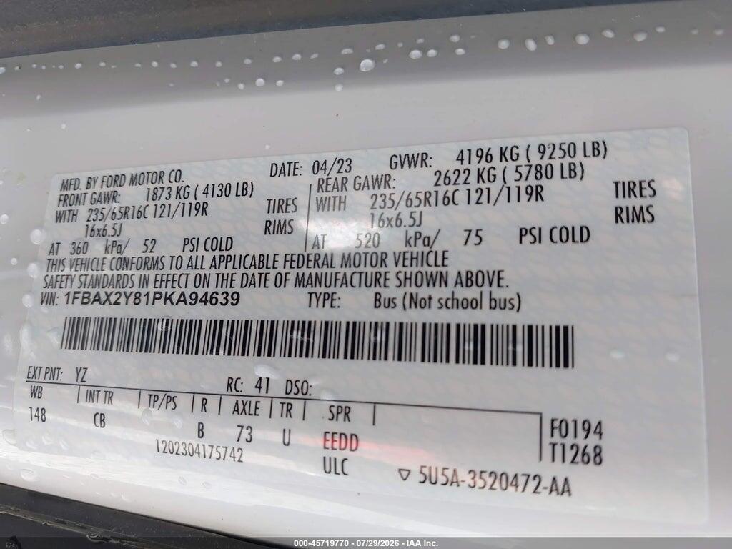 1FBAX2Y81PKA94639 2023 FORD TRANSIT-350 PASSENGER VAN photo no. 9