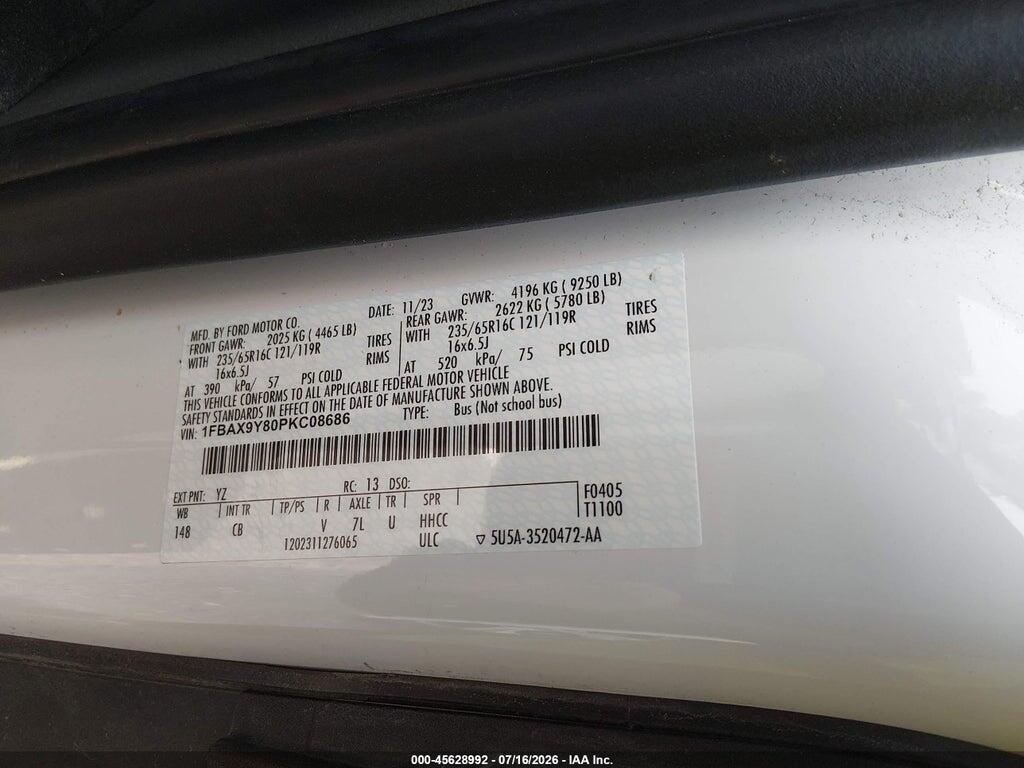 1FBAX9Y80PKC08686 2023 FORD TRANSIT-350 PASSENGER VAN photo no. 9