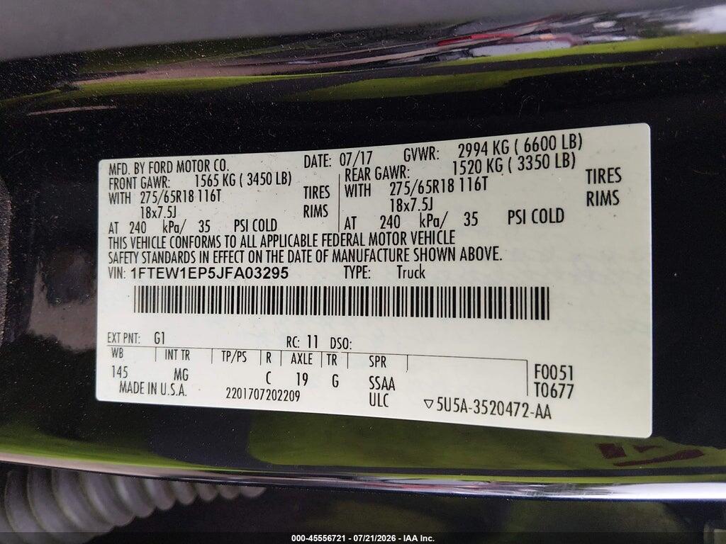 1FTEW1EP5JFA03295 2018 FORD F-150 photo no. 9