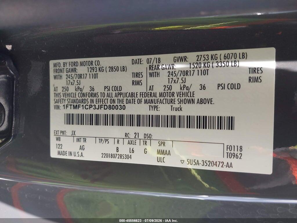 1FTMF1CP3JFD80030 2018 FORD F-150 photo no. 9