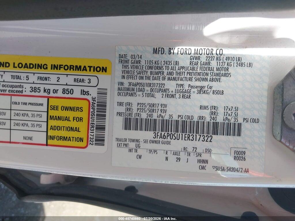 3FA6P0SU1ER317322 2014 FORD FUSION ENERGI photo no. 9