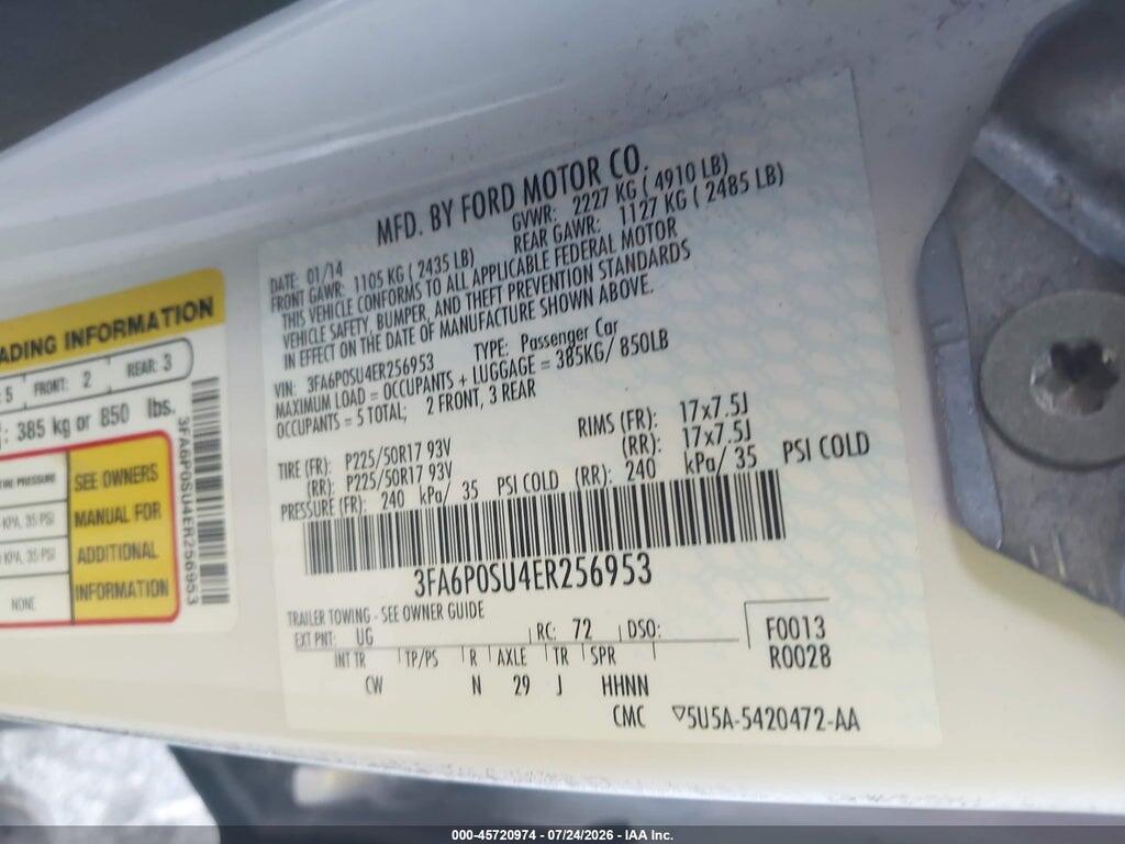 3FA6P0SU4ER256953 2014 FORD FUSION ENERGI photo no. 9
