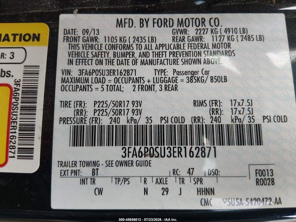 3FA6P0SU3ER162871 2014 FORD FUSION ENERGI photo no. 9