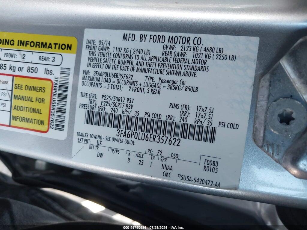 3FA6P0LU6ER357622 2014 FORD FUSION HYBRID photo no. 9