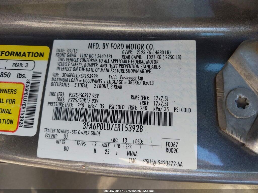 3FA6P0LU7ER153928 2014 FORD FUSION HYBRID photo no. 9