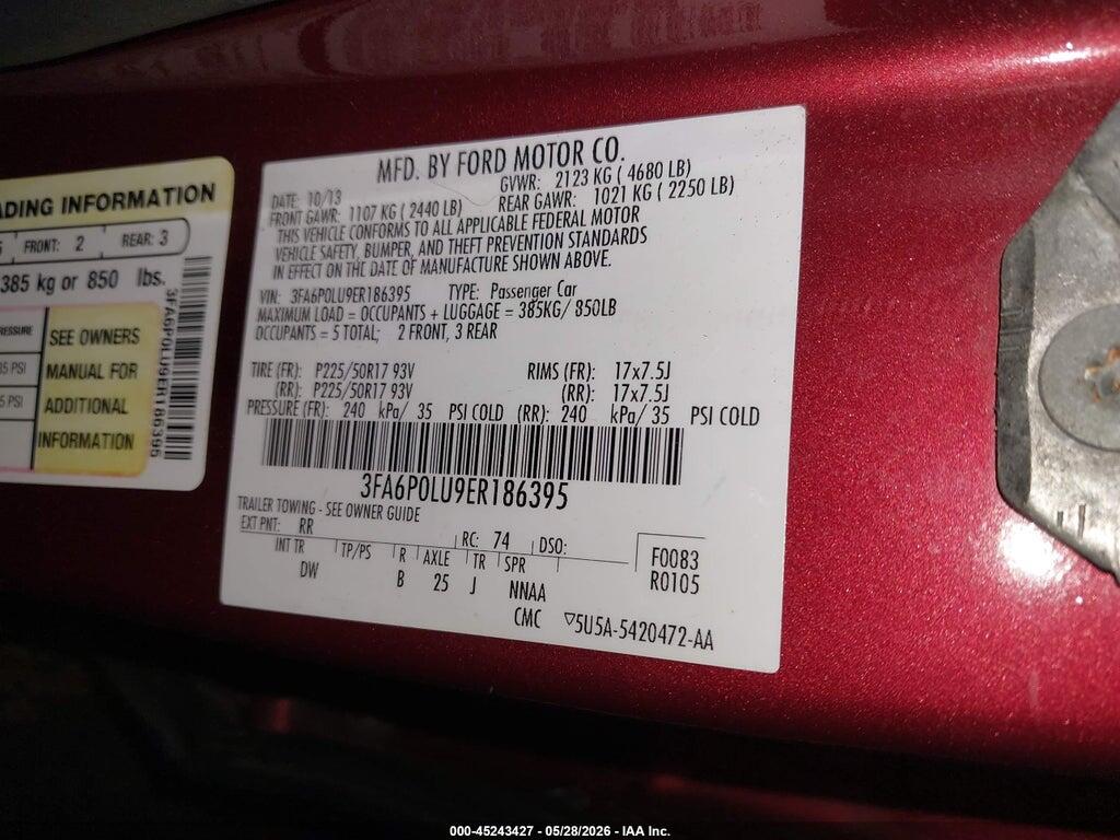 3FA6P0LU9ER186395 2014 FORD FUSION HYBRID photo no. 9