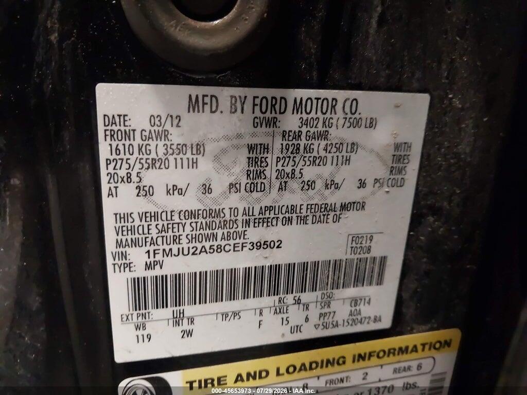 1FMJU2A58CEF39502 2012 FORD EXPEDITION photo no. 9