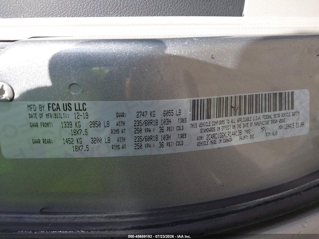 2C4RC1GGXLR144138 2020 CHRYSLER PACIFICA photo no. 9