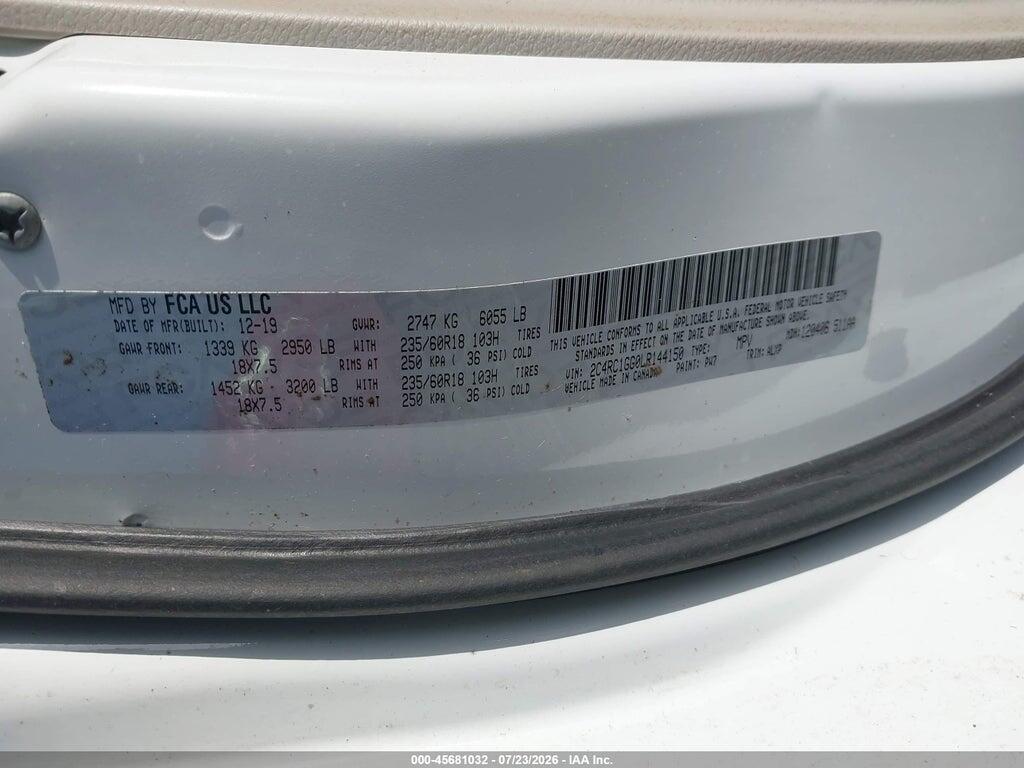 2C4RC1GG0LR144150 2020 CHRYSLER PACIFICA photo no. 9